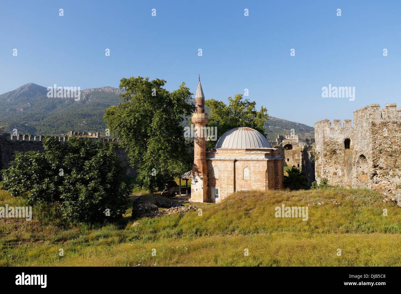 Moschee in Mamure Burg, Anamur, Mersin Provinz Cilicia, türkische Riviera, Türkei Stockfoto