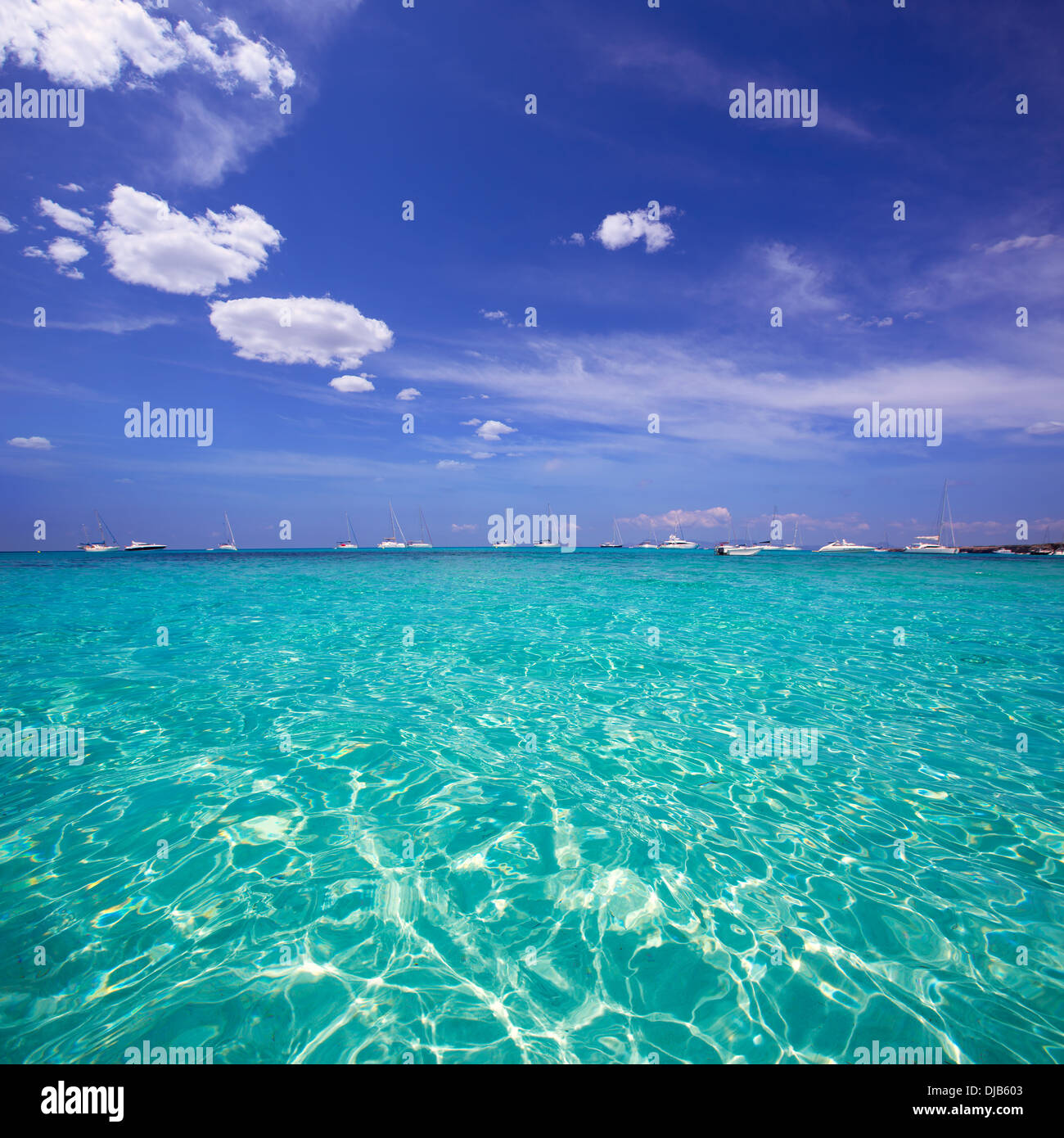 Formentera Cala Saona Beach, einem der besten Strände in der Welt in der Nähe von Ibiza Stockfoto