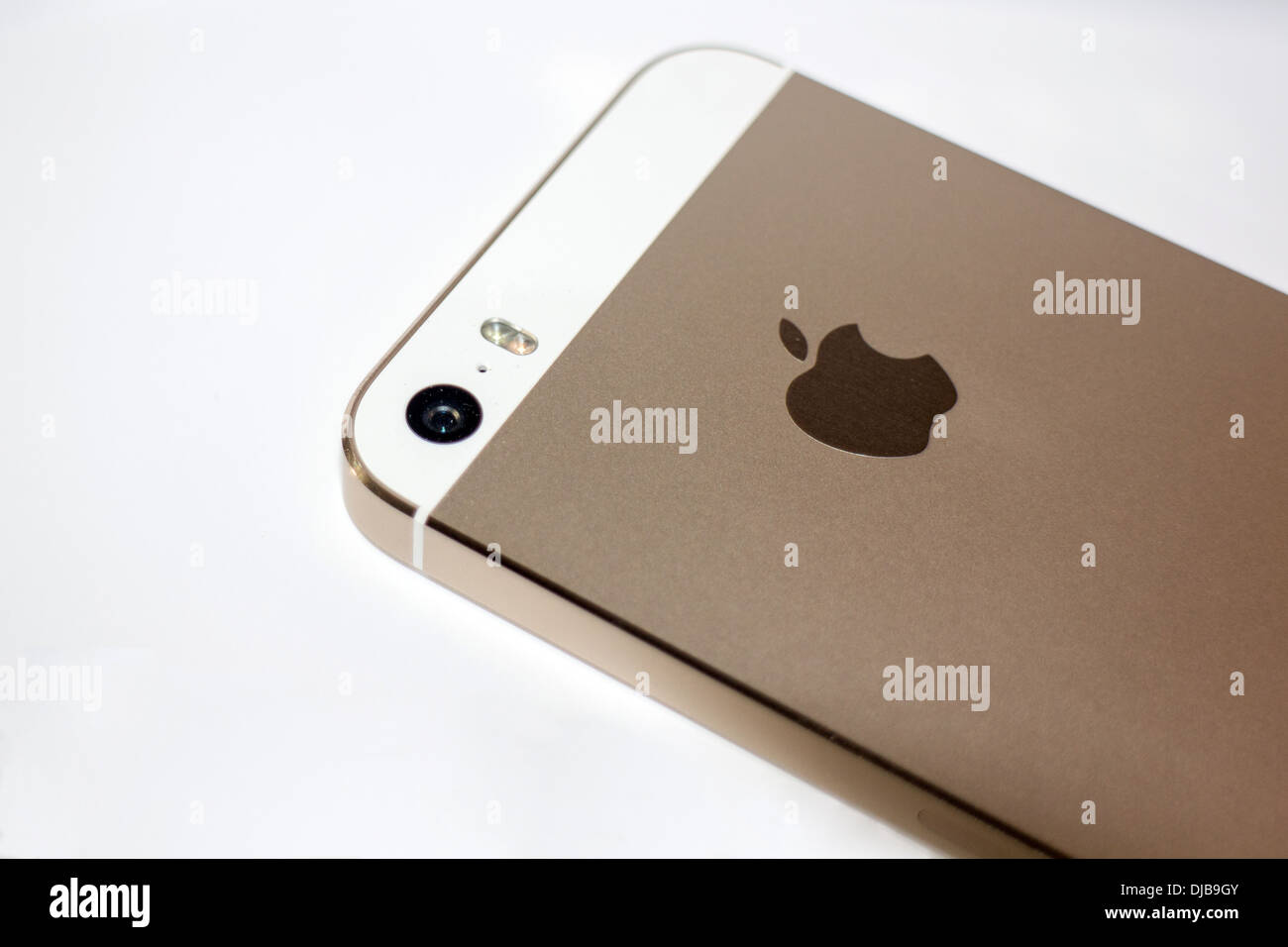 iPhone 5 s Gold Rückseite Apple Logo iSight Kamera und zwei Tone Flash Stockfoto