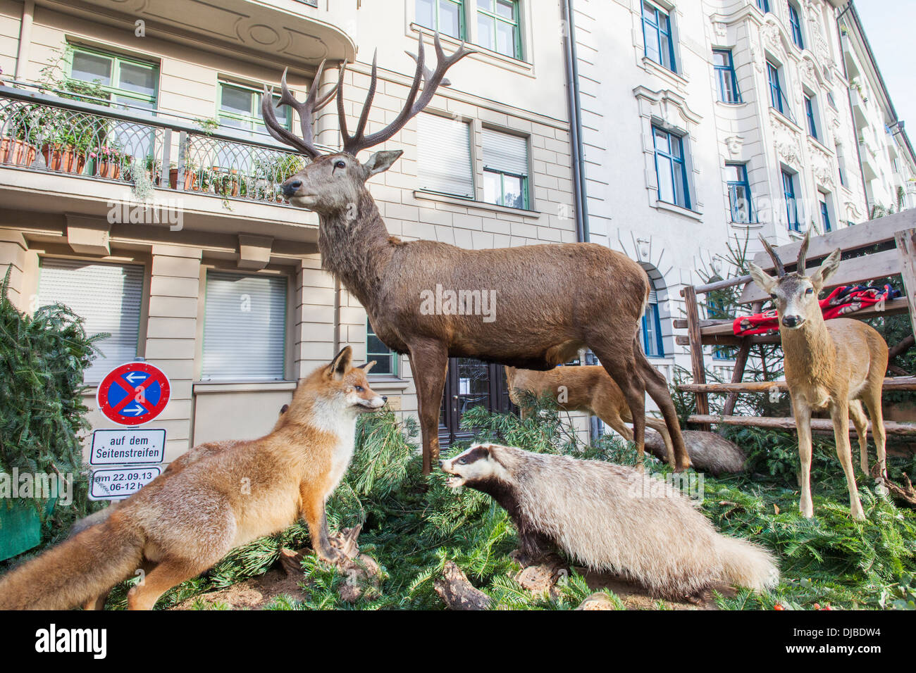 Deutschland, Bayern, München, Oktoberfest-Parade, Präparatoren-Ausstellung Stockfoto