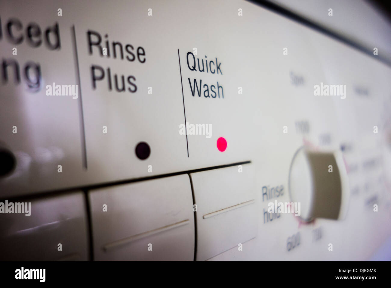 Nahaufnahme von Waschmaschine Bedienfeld, UK Stockfoto