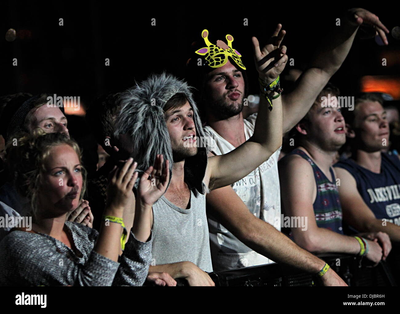 Atmosphäre Bestival 2012 abgehaltenen Robin Hill Country Park - Tag vier Isle Of Wight - 09.09.12 Stockfoto