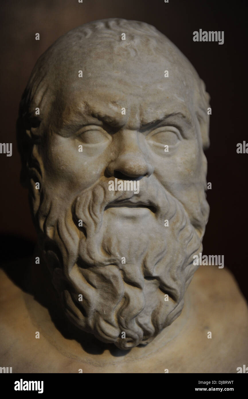 Sokrates (470-399 v. Chr.). Athener Philosoph. Büste. Marmor. Römische Kopie des 2. Jahrhunderts nach einem griechischen Original des 4. Jahrhunderts. Stockfoto