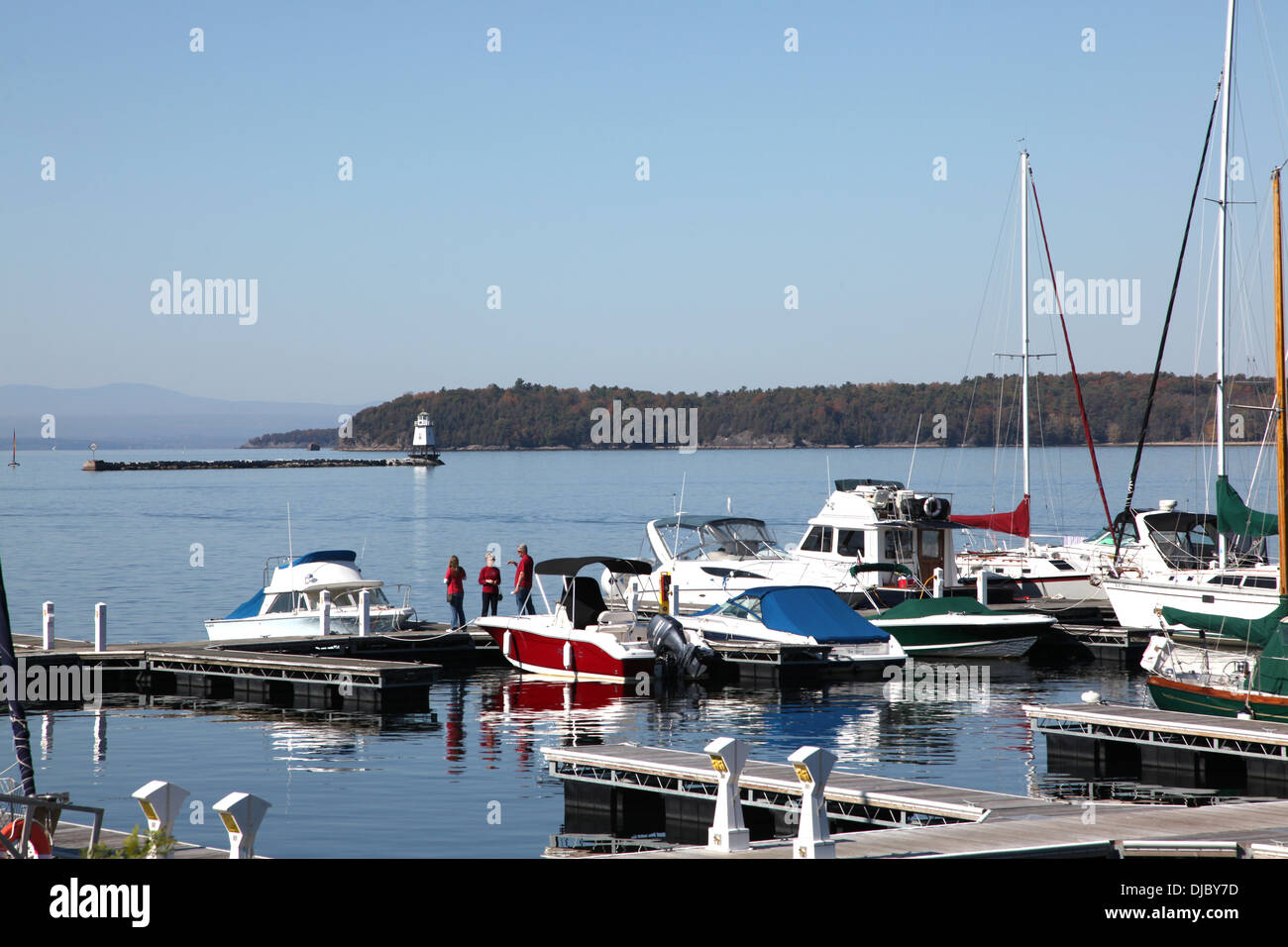 Blick auf Lake Champlain, Burlington, VT, USA Stockfoto