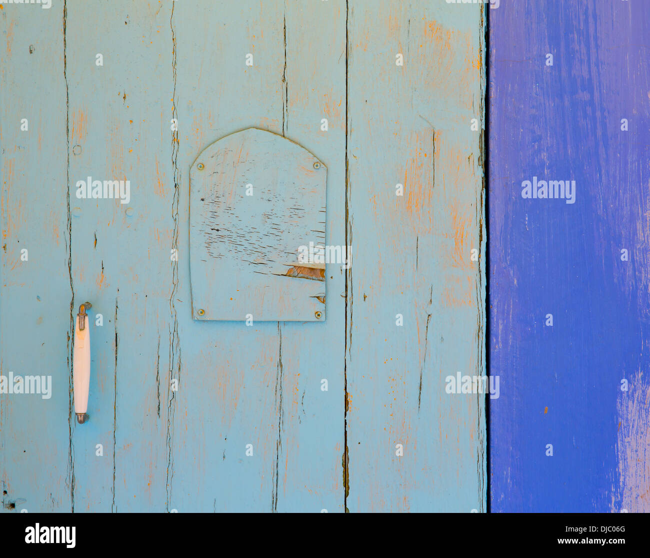 Mediterrane blaue Tür Details im Balearischen Inseln von Spanien Stockfoto