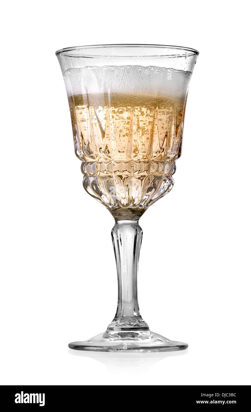 Kelch Champagner isoliert auf weißem Hintergrund Stockfoto