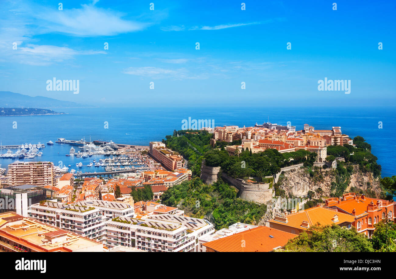 Alte Stadt-Halbinsel mit Fürstenpalast in Monaco, winzig kleines Land in Mitteleuropa Stockfoto