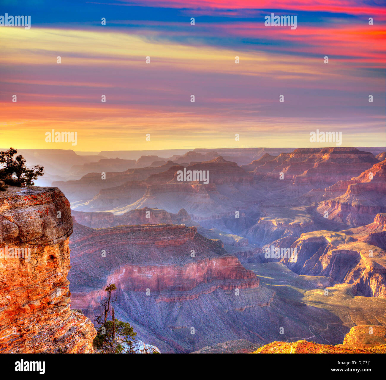 Arizona Sonnenuntergang Grand Canyon Nationalpark Yavapai Point USA Stockfoto