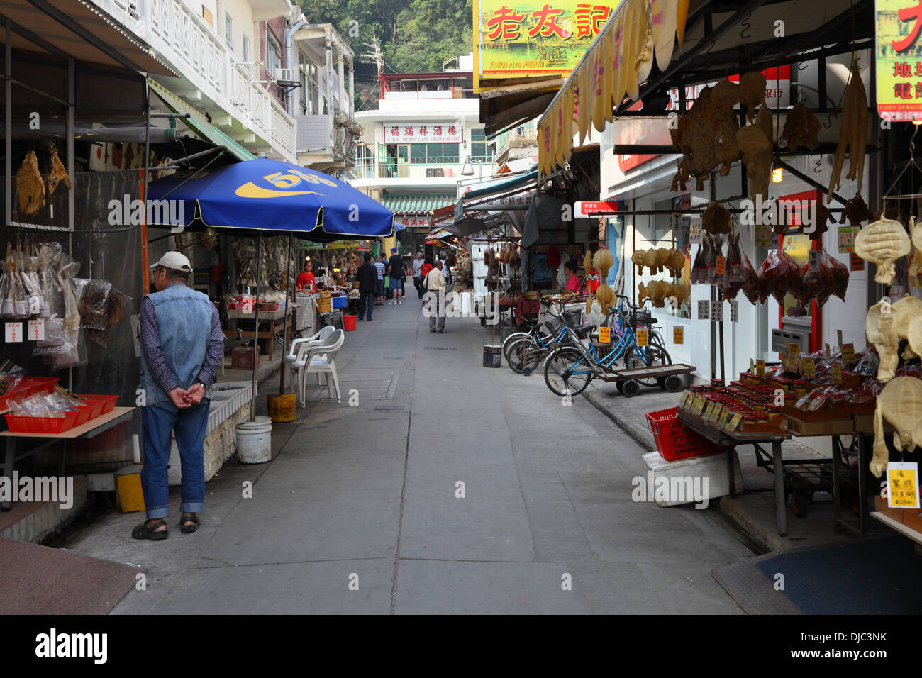 Marktstraße in chinesischen Fischerdorf Tai O, Hong Kong Stockfoto