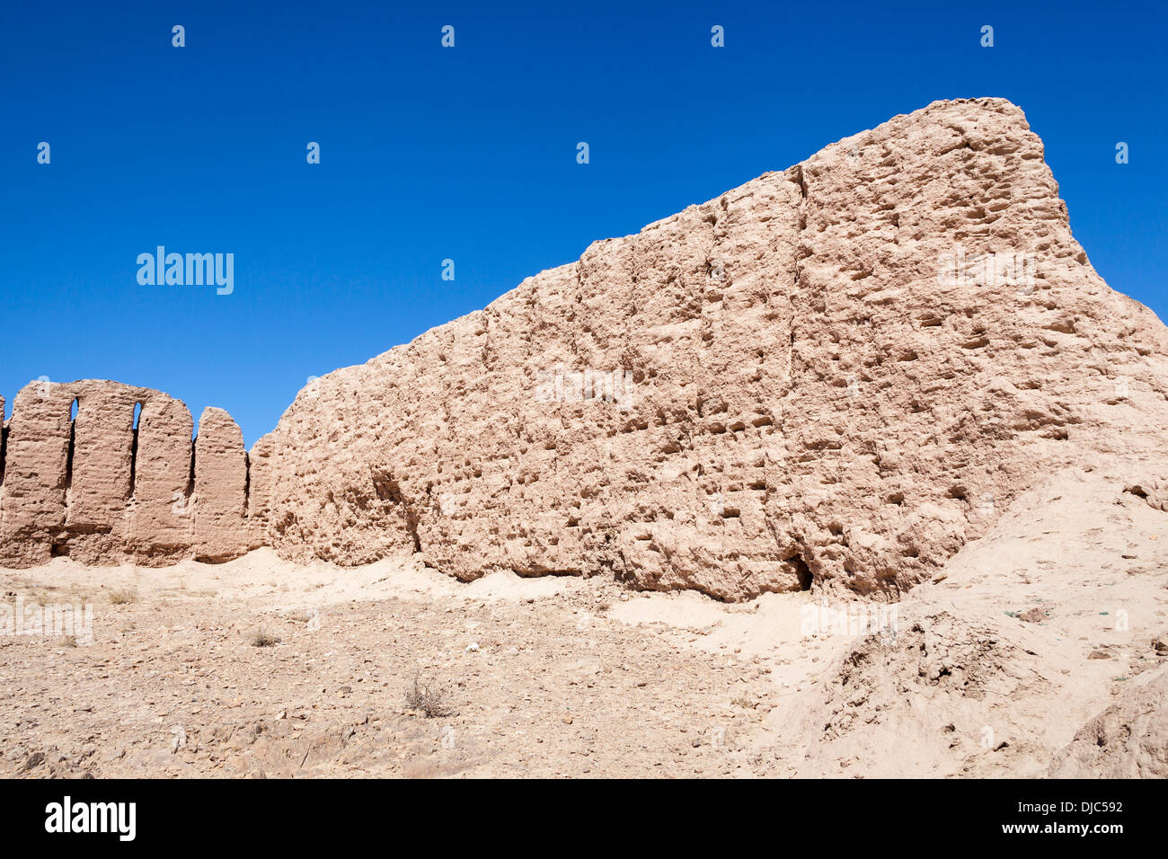 Eine alte Mauer Ayaz Kala Festung 1, Ayaz Kala, Choresm, Usbekistan Stockfoto