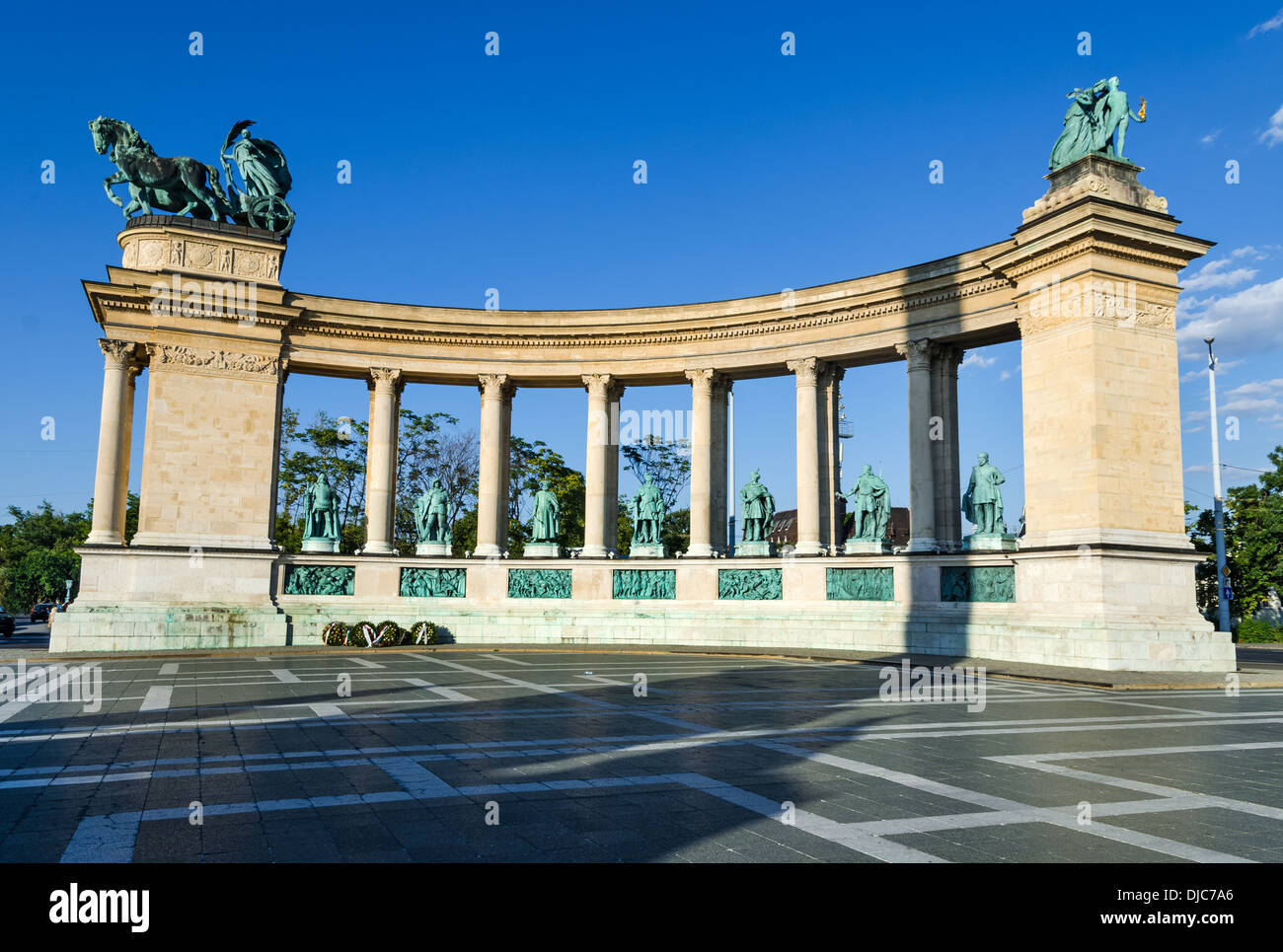 Heldenplatz ist eines der Hauptattraktionen von Budapest, Ungarn. Stockfoto