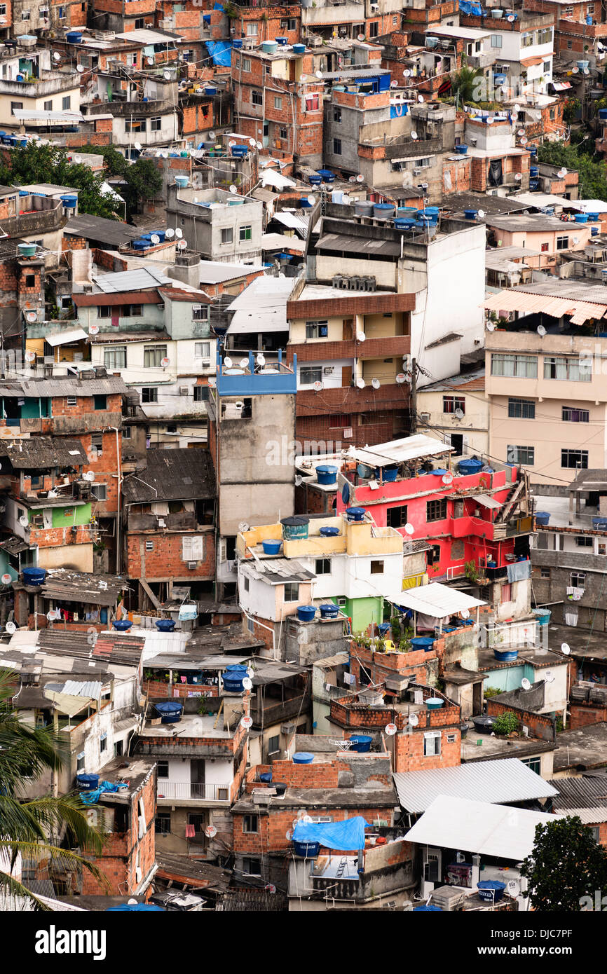 Übersicht über die Rocinha Favela in Rio De Janeiro, Brasilien. Stockfoto