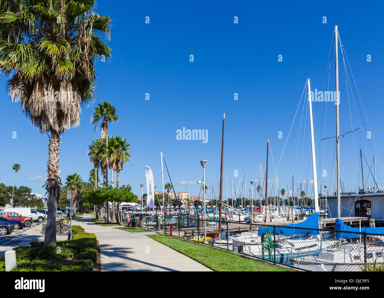 Die Marina und die Uferpromenade, St. Petersburg, Florida, USA Stockfoto