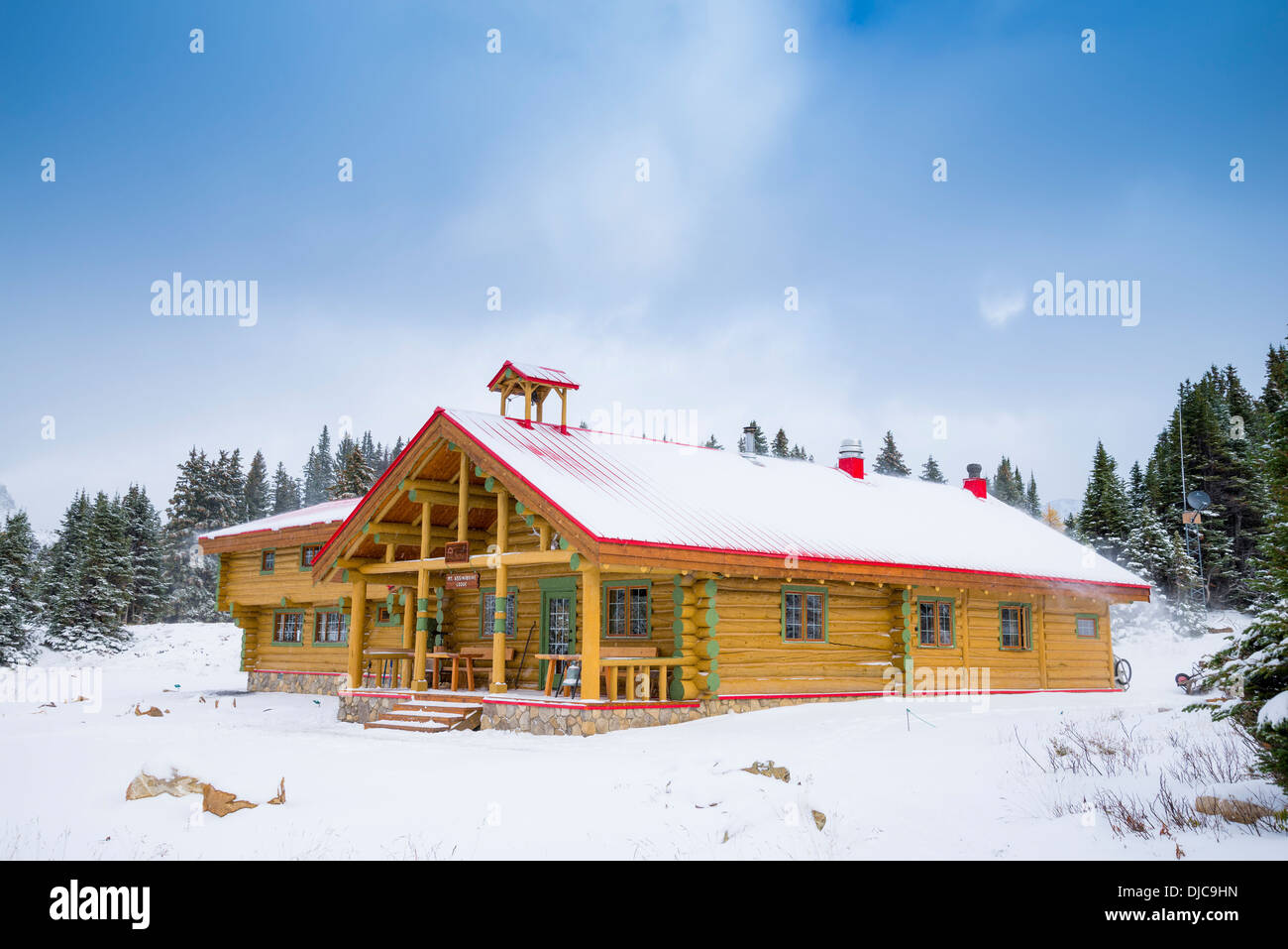 Mount Assiniboine Lodge, Mount Assiniboine Provincial Park, Britisch-Kolumbien, Kanada Stockfoto