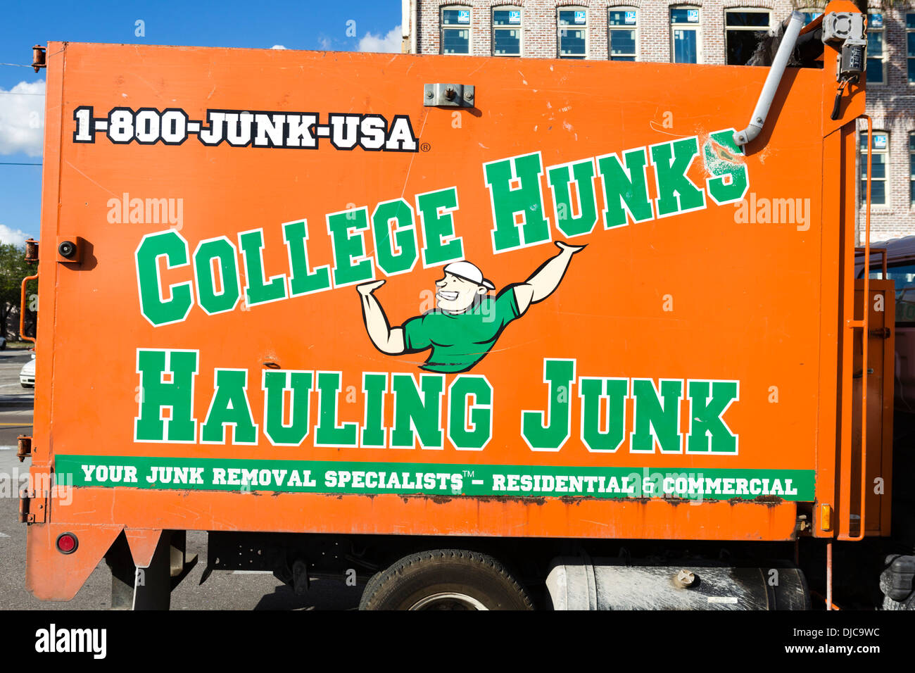 Ein Umzug LKW für "College Hunks, schleppen Junk" Ybor City, Tampa, Florida, USA Stockfoto