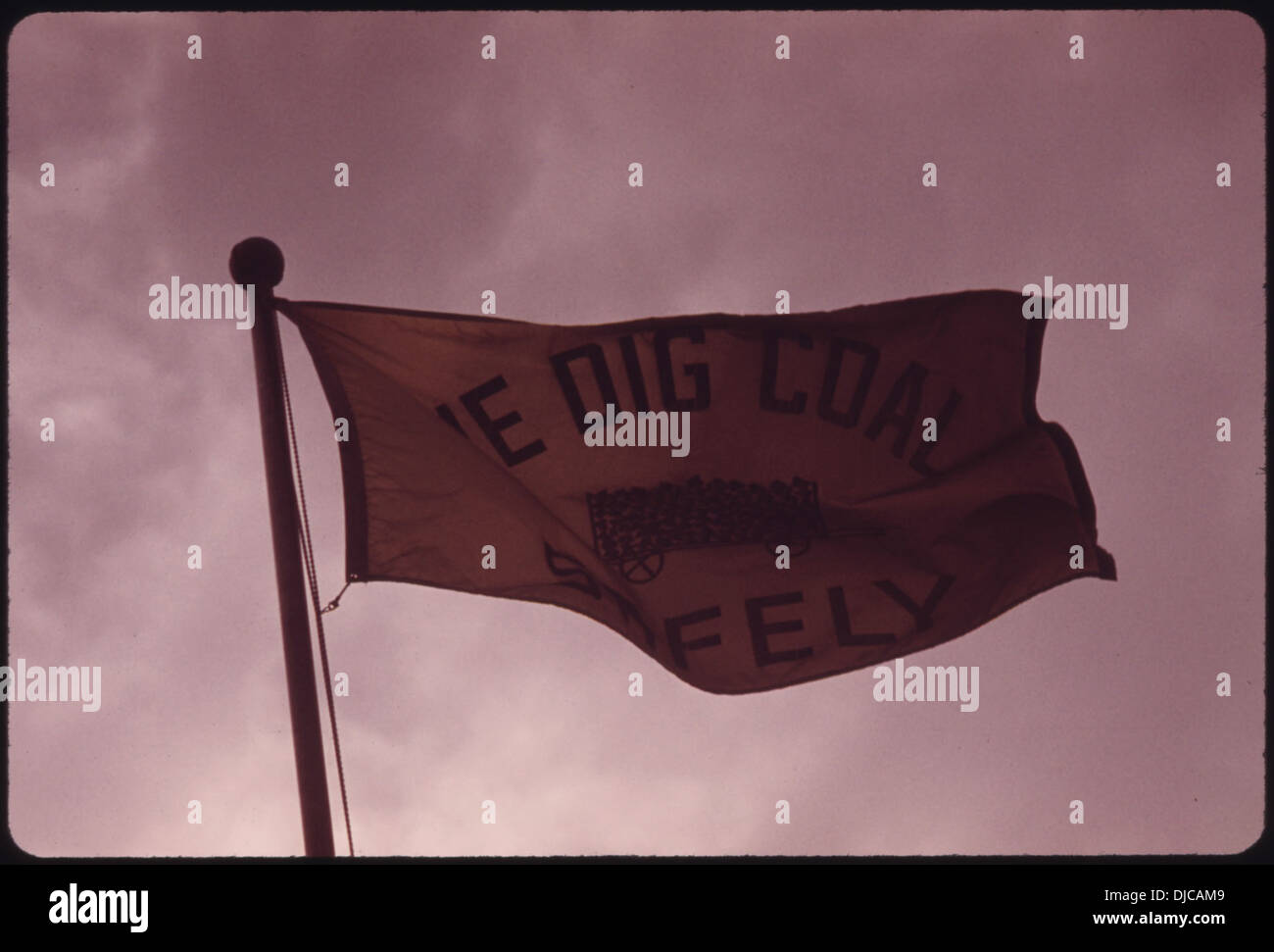Die Flagge der Virginia-Pocahontas Coal Company steht vor dem Firmensitz in der Nähe von Richlands, Virginia. Das Unternehmen war Anfang des 20. Jahrhunderts im Kohlebergbau tätig. Stockfoto Die Flagge der Virginia-Pocahontas Coal Company steht vor dem Firmensitz in der Nähe von Richlands, Virginia. Das Unternehmen war Anfang des 20. Jahrhunderts im Kohlebergbau tätig. Stockfoto