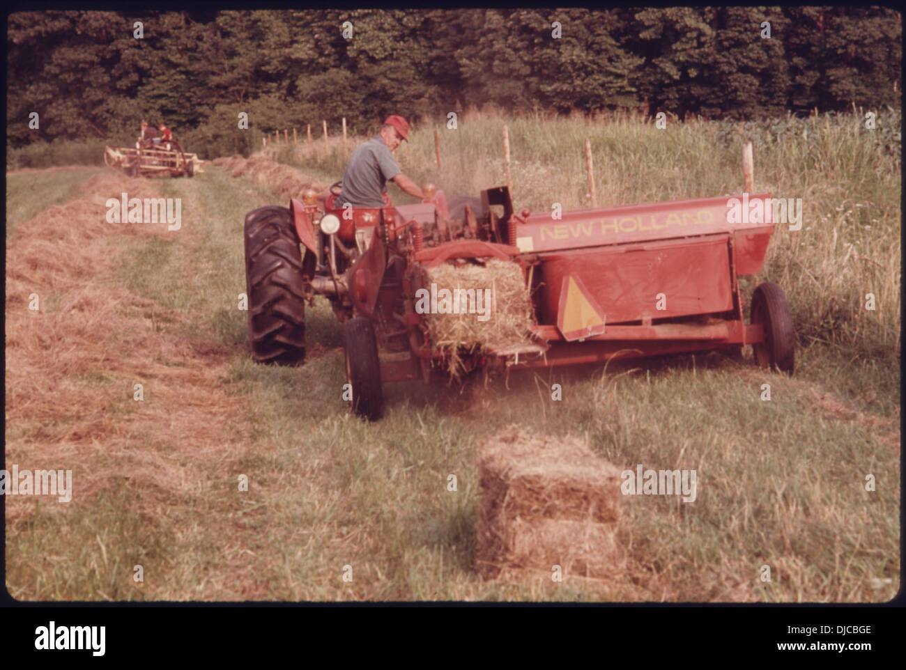 HEU PRESSEN MASCHINE BETRIEBEN AUF JOSEPH KIMSEY HOF BEI ROBERTSTOWN, GEORGIA, DAS IST EINE MEILE NORDÖSTLICH VON HELEN AUF. 753 Stockfoto