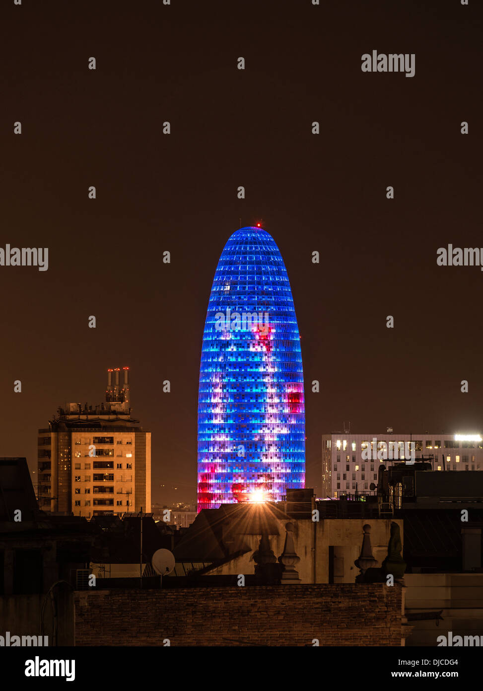 Torre Agbar Gebäude in der Technolgy Distict von Barcelona, Spanien Stockfoto