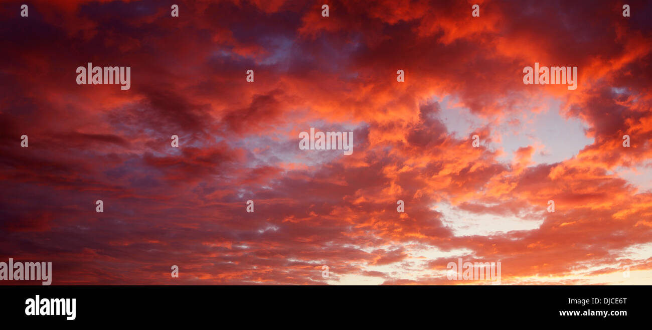 Rote und orange Farben in Sommerhimmel Stockfoto