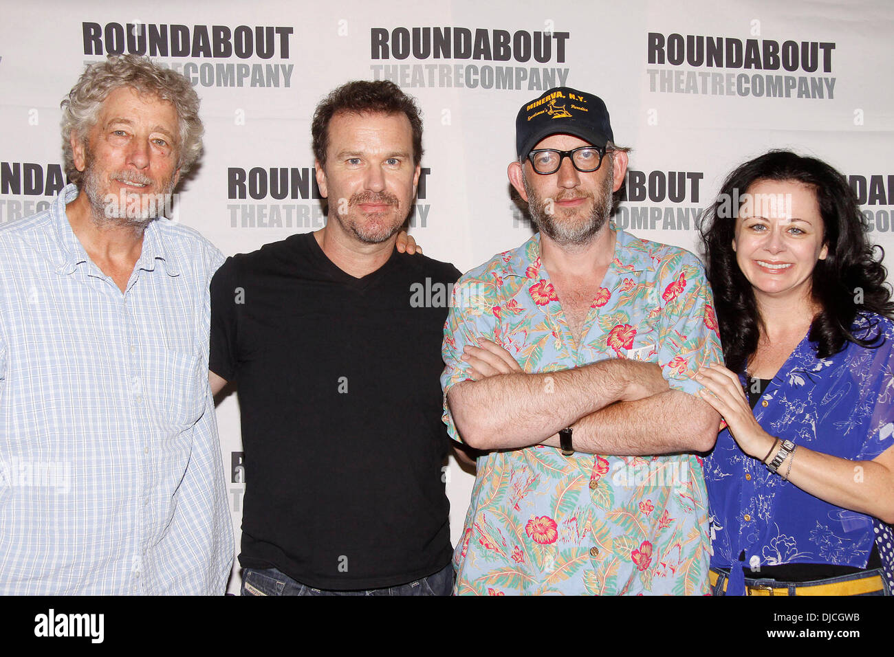 Bill Buell, Douglas Hodge, Max Baker und Geraldine Hughes Broadway Cast Fototermin für "Cyrano de Bergerac" statt, an der Kreisverkehr Theatre Company Proberaum New York City, USA - 23.08.12 Stockfoto