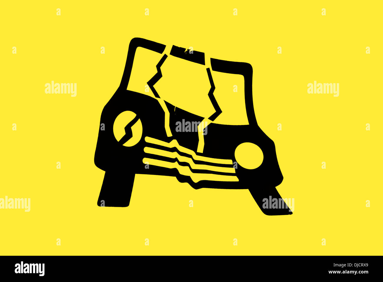 Autokennzeichen gebrochen Stockfoto