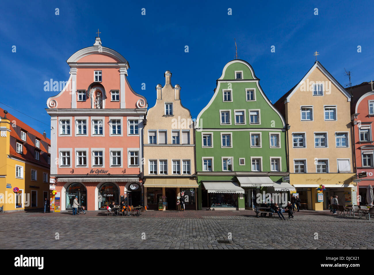 Deutschland, Bayern, Landshut, Altstadt, historische Gebäude in der Fußgängerzone Stockfoto