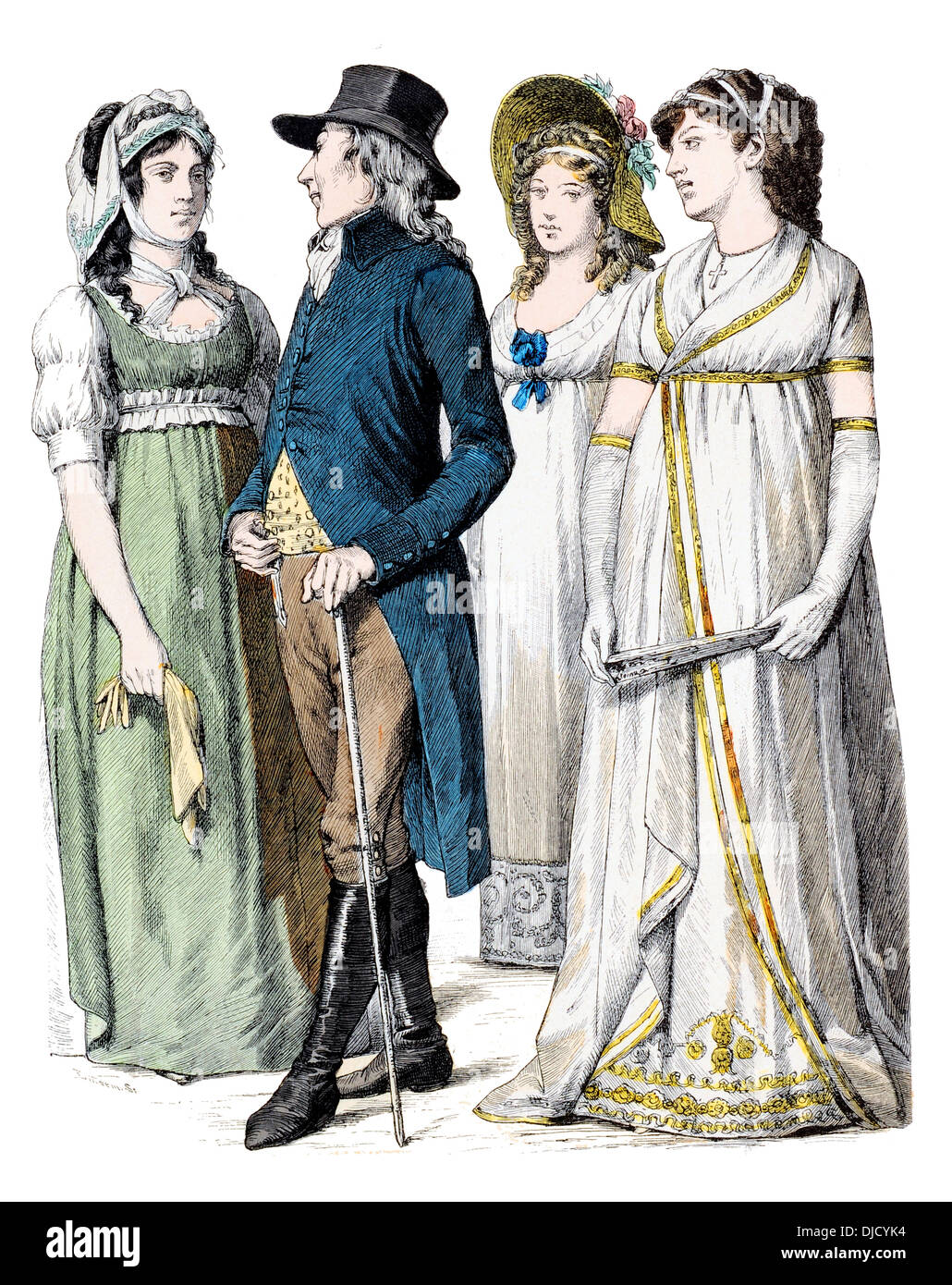 Ende des 18. Jahrhunderts XVIII 1790er Jahren Deutsch Kostüme Stockfoto