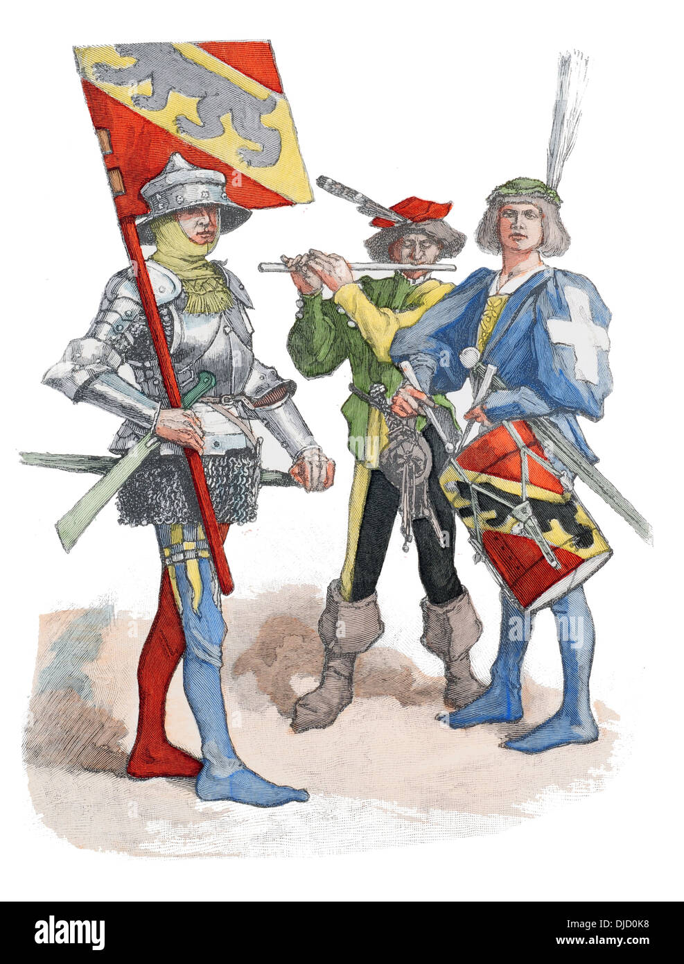 15. Jahrhundert XV 1400 s Schweizer Soldaten Stockfoto