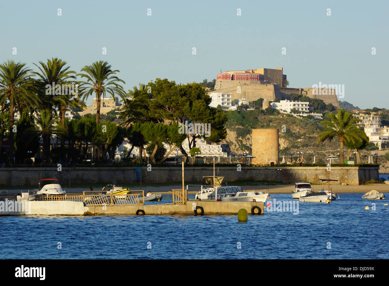 Blick auf Dalt Vila (Altstadt), Ibiza Stadt, Ibiza, Spanien Stockfoto