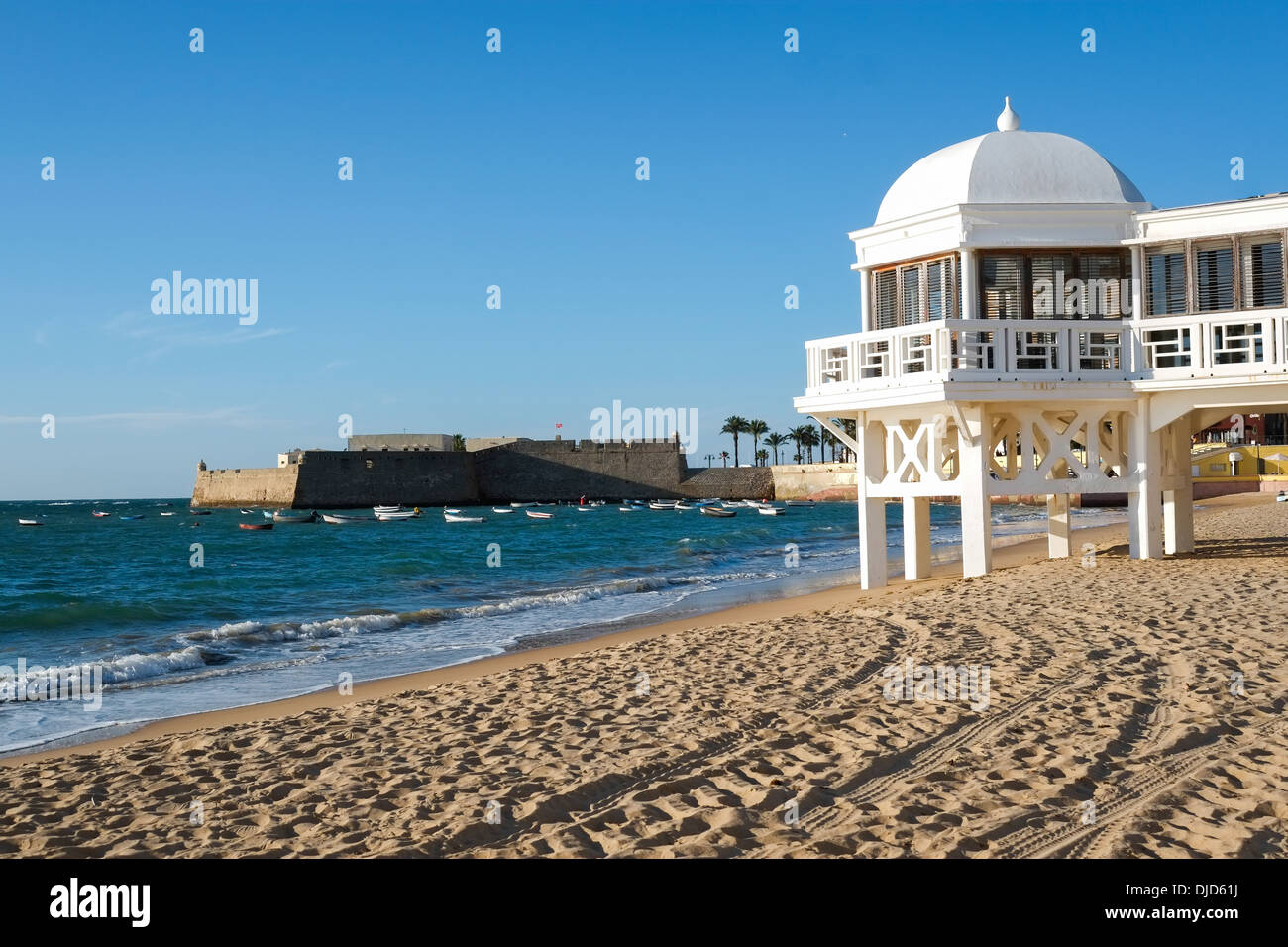 La Caleta Strand in Cadiz, Andalusien, Spanien Stockfoto