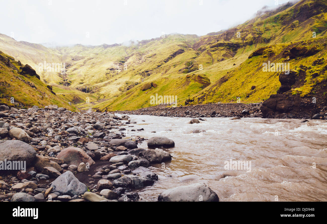 Skoga Fluss und die Landschaft von Süd-Island Stockfoto