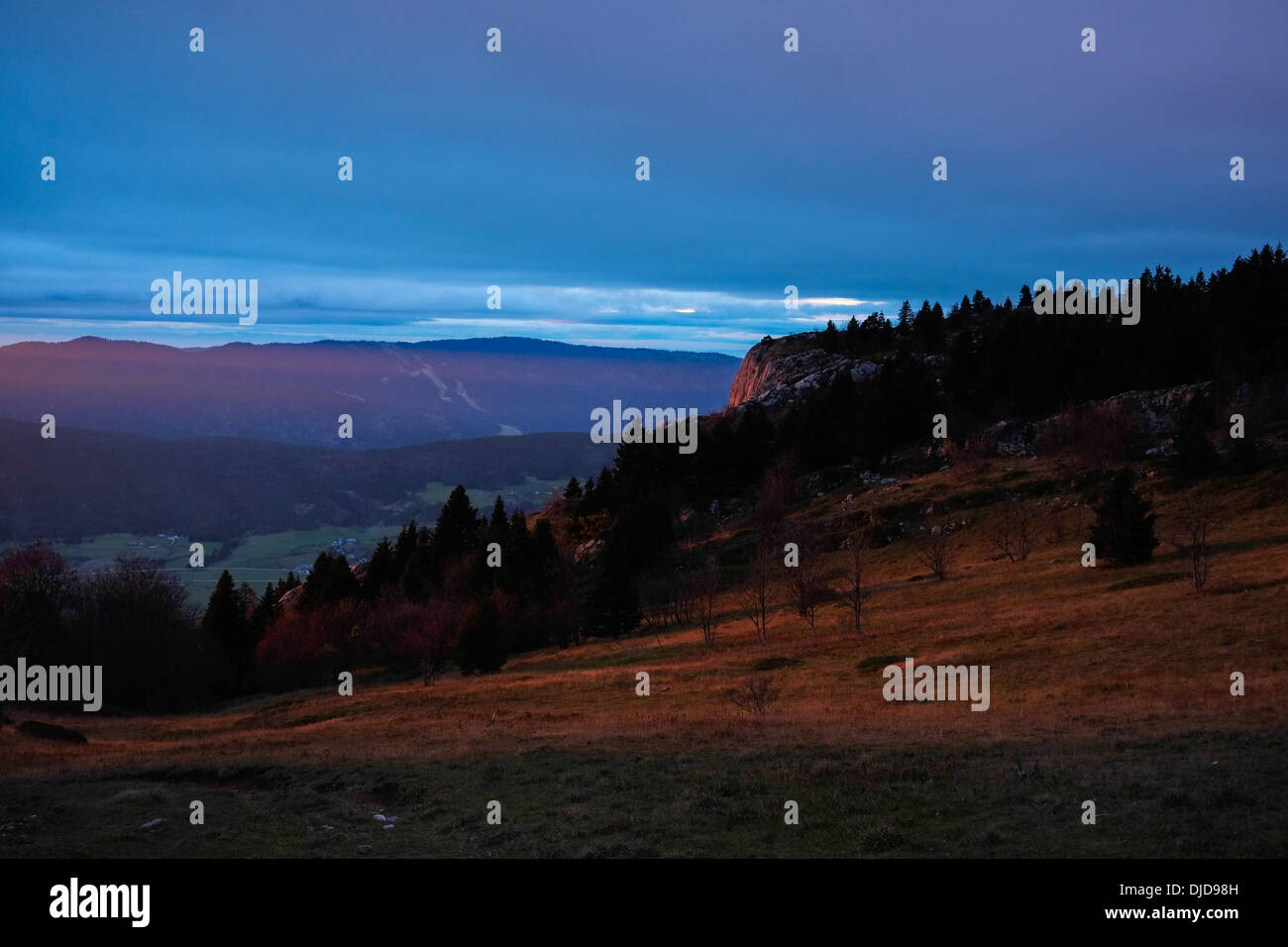 Sonnenuntergang in Vercors, Grenoble, Frankreich Stockfoto