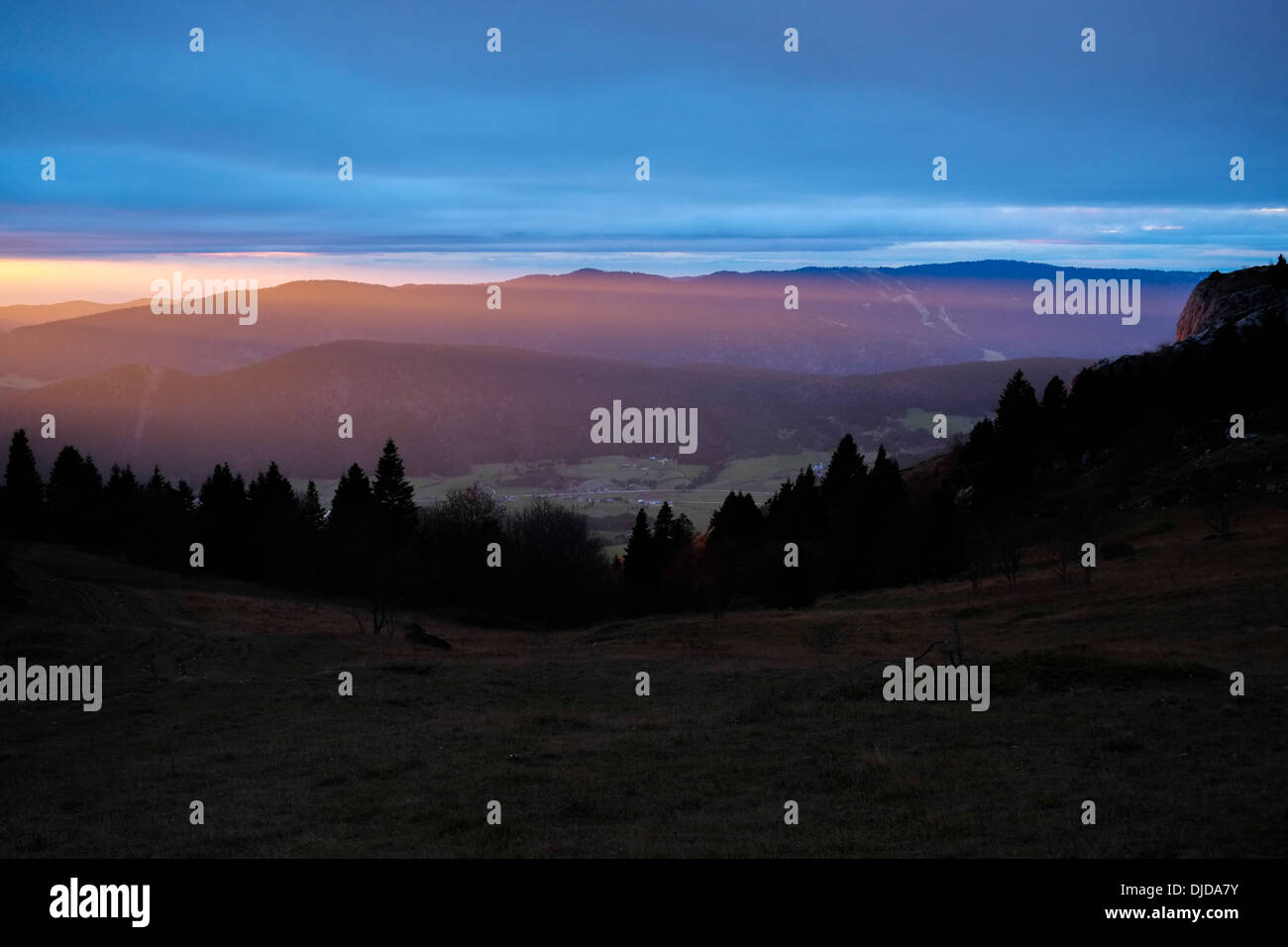 Sonnenuntergang in Vercors, Grenoble, Frankreich Stockfoto