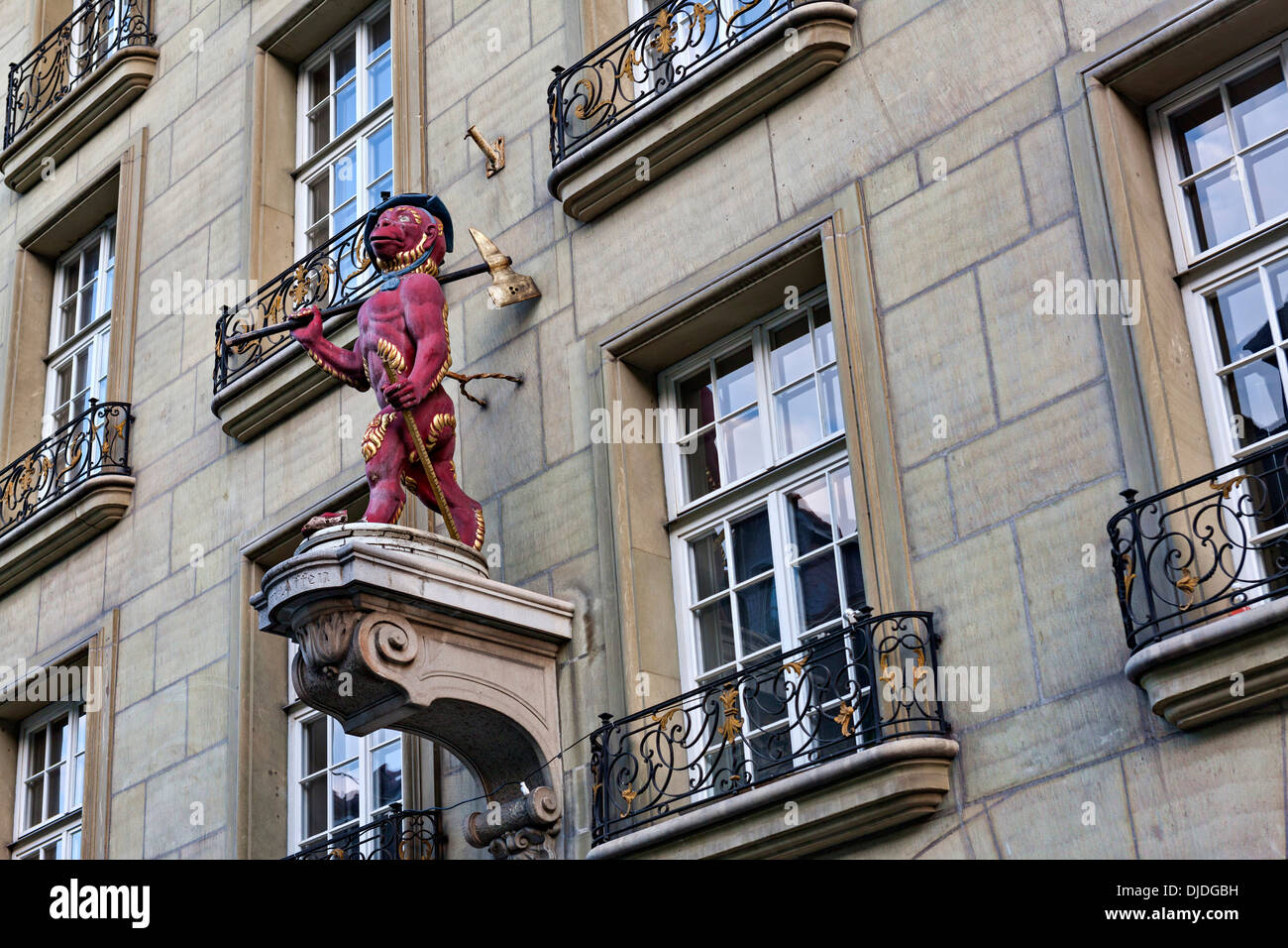 Wand-Figur in der Kramgasse Street, Bern Schweiz Stockfoto