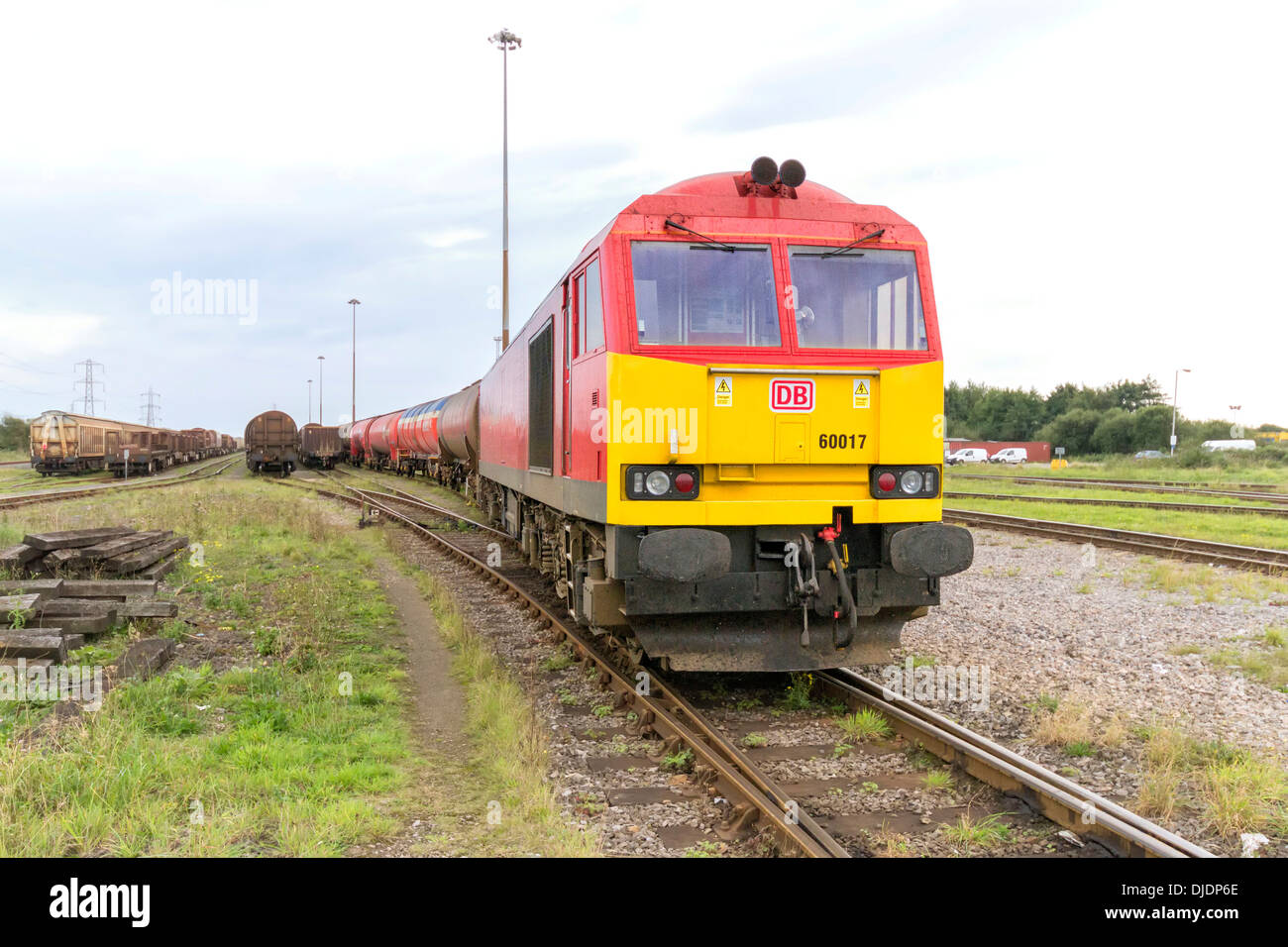 Güterzug auf dem Hof, Wales, Vereinigtes Königreich, Europa Stockfoto