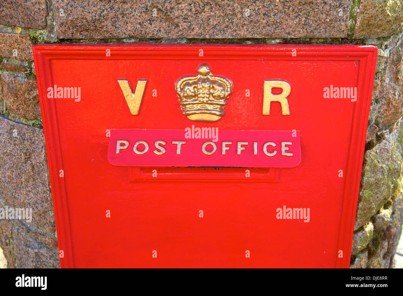 Historische Victoria Regina Postbox, Jersey, Kanalinseln Stockfoto