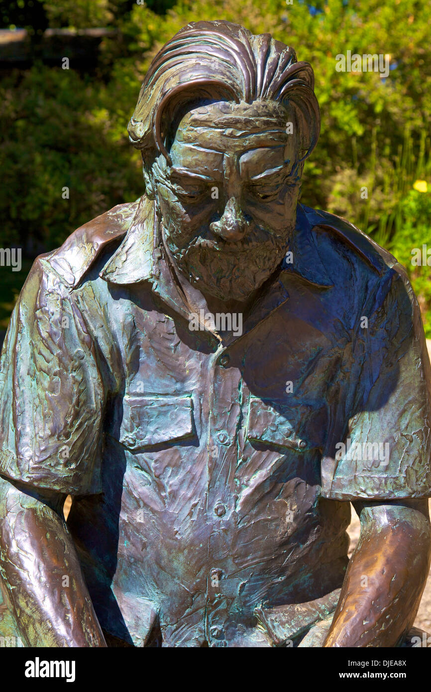 Statue von Gerald Durrell, Durrell Wildlife Park, Jersey, Kanalinseln Stockfoto