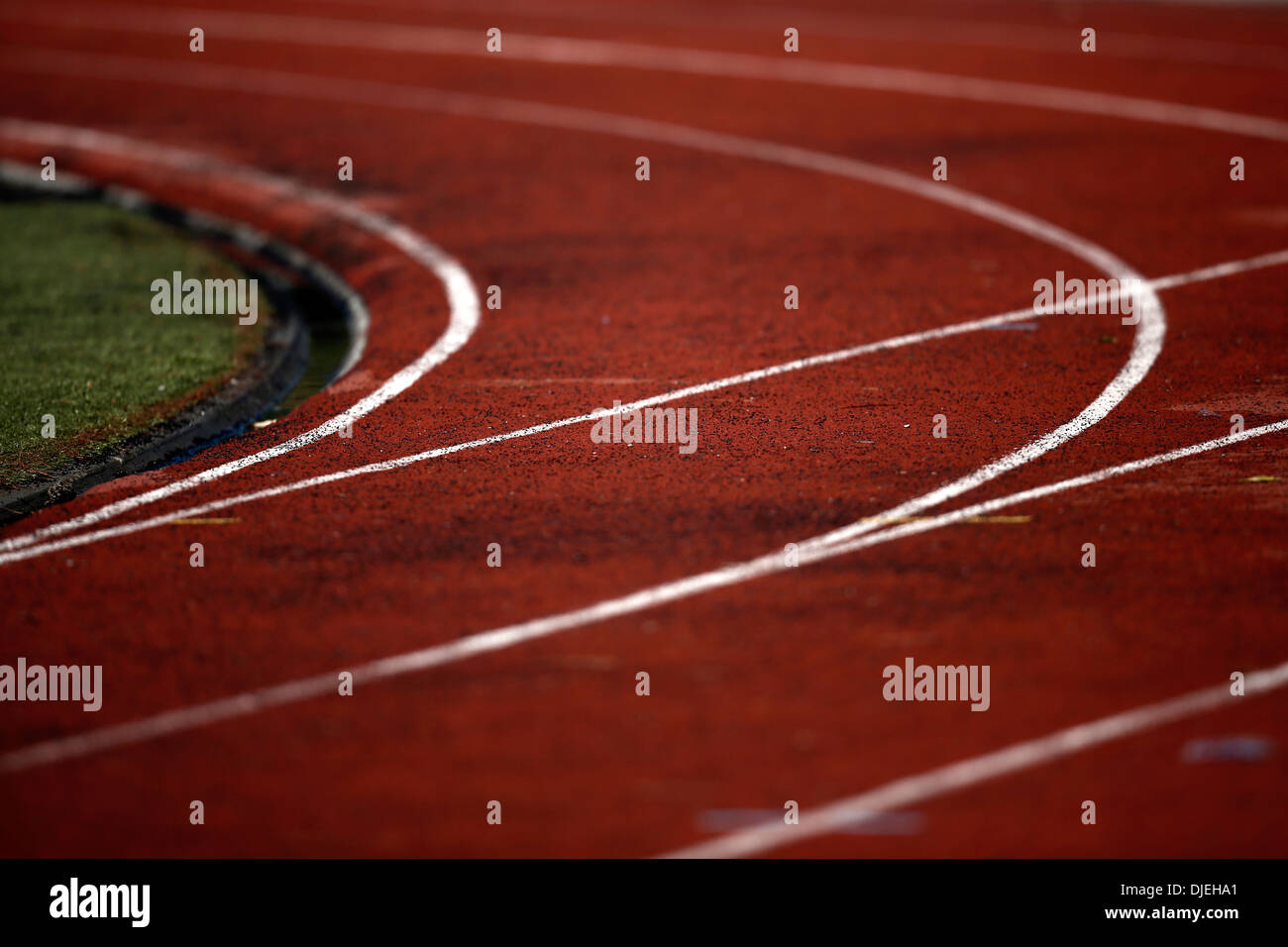 Rasenplatz Stadion Tartan track Stockfoto