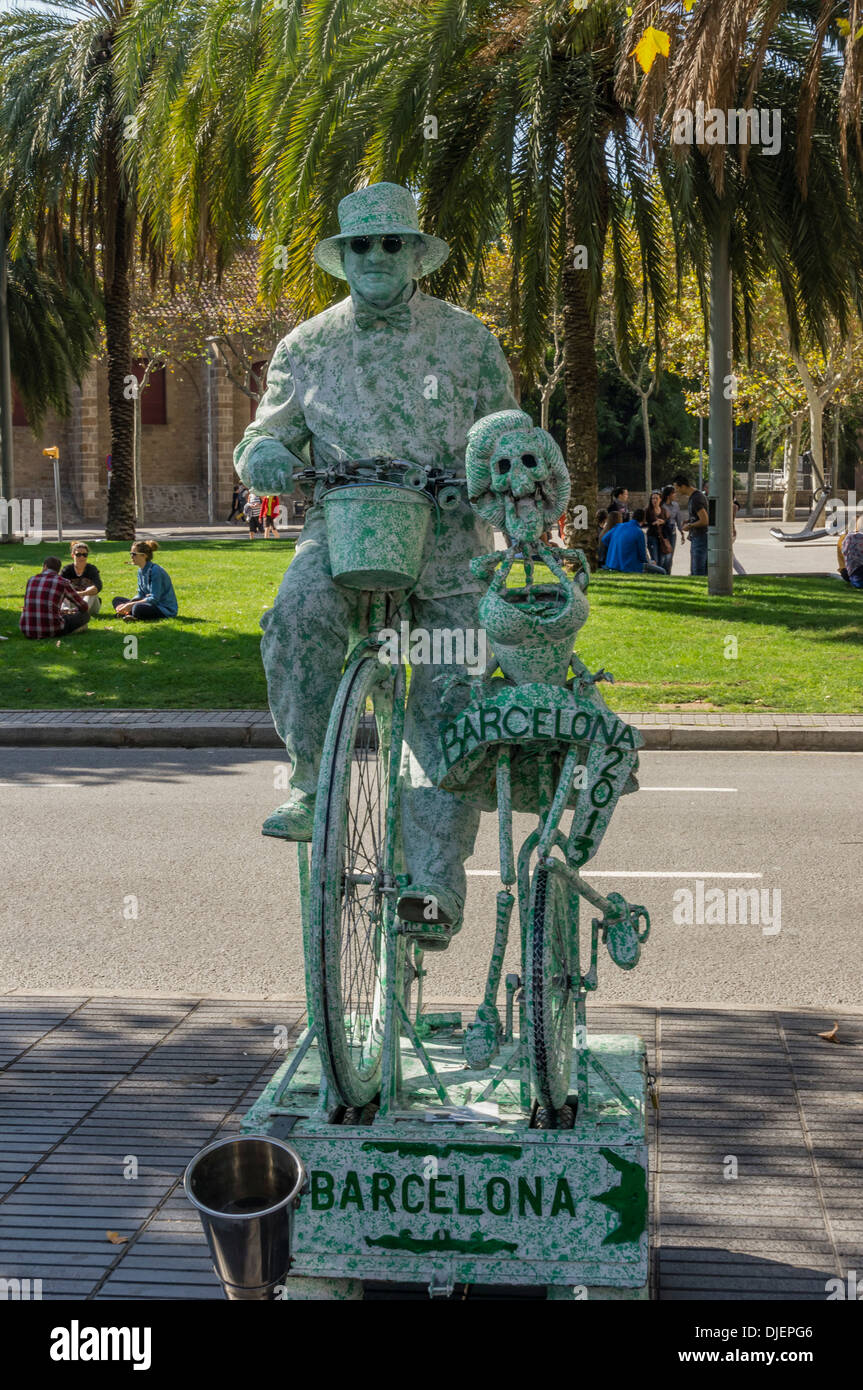 Streetart-Künstler an den Ramblas, Barcelona, Spanien Stockfoto