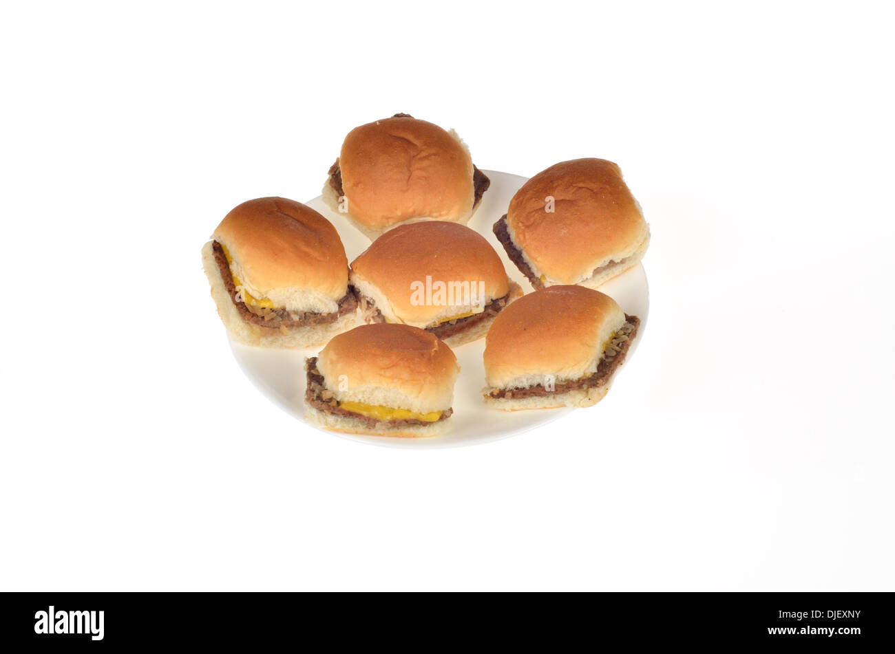 Platte von Burger Schieberegler mit Käse Stockfoto