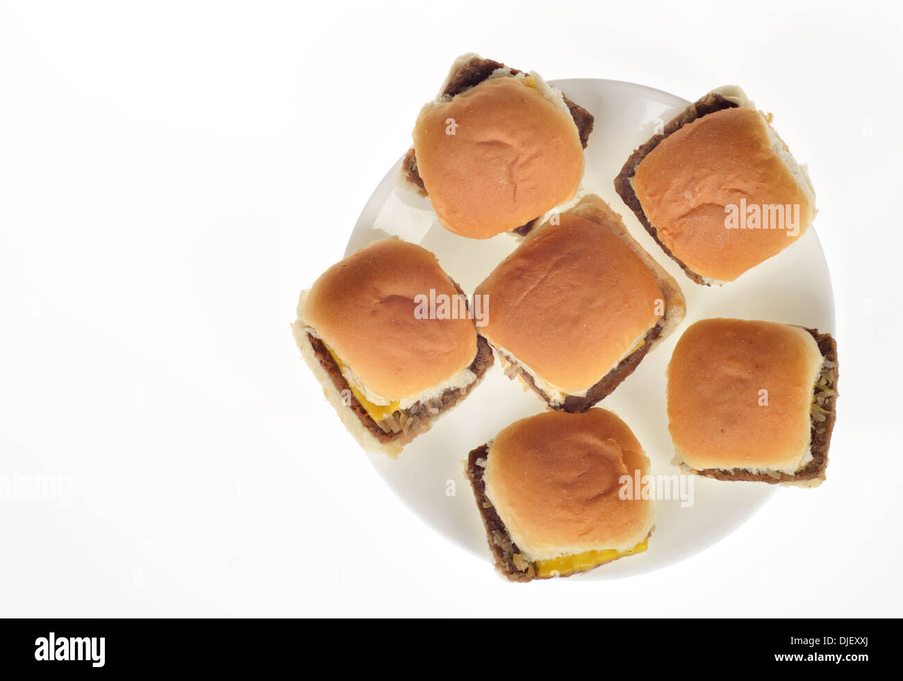 Platte von Burger Schieberegler mit Käse Stockfoto