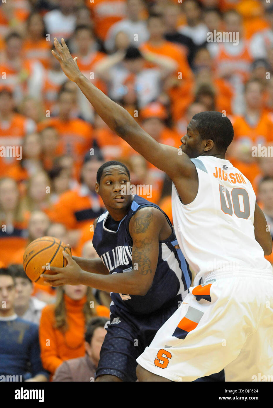 19. Januar 2008 - besiegte Villanova Universität Syracuse University 81-71 in einem Big East College Basketball Matchup an den Carrier Dome in Syracuse, New York. Basketball-Matchup an den Carrier Dome in Syracuse, New York. Villanova guard Corey Stokes (#24) in Aktion während des Spielens Syracuse University. (Kredit-Bild: © Alan Schwartz/Cal-Sport-Medien) Stockfoto