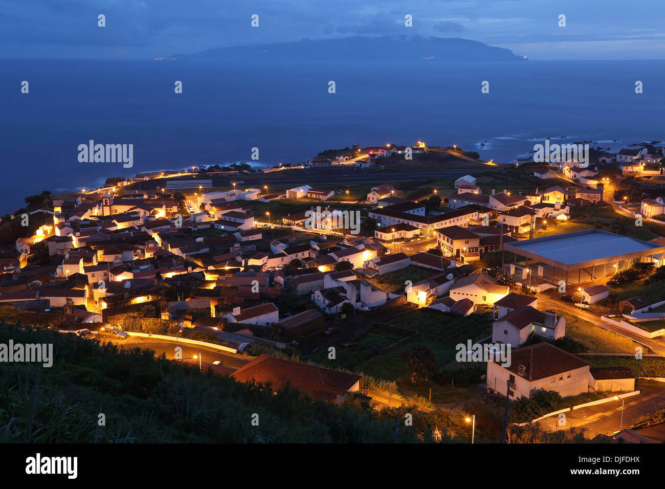 Nachtansicht der Insel Corvo Azoren Portugal Stockfoto