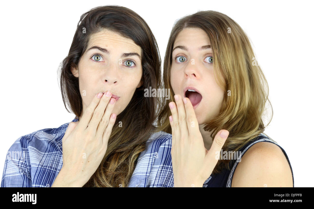 Zwei Freundinnen sehr überrascht Stockfoto