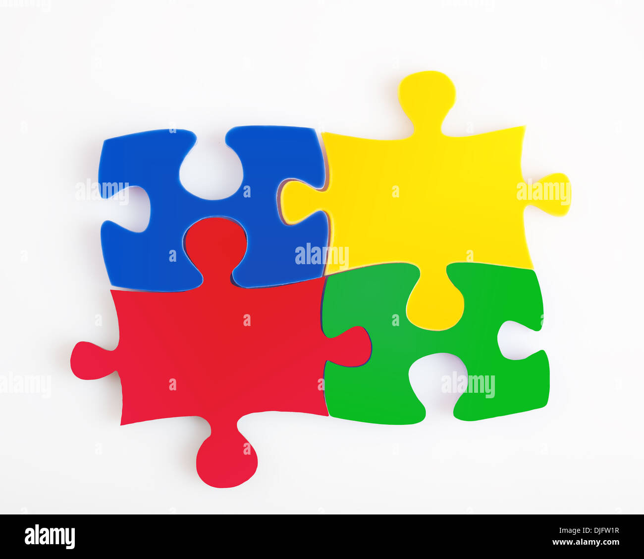 Vier Teile des Puzzles Farbe Metapher Lösung, Business Konzeptbilder Stockfoto