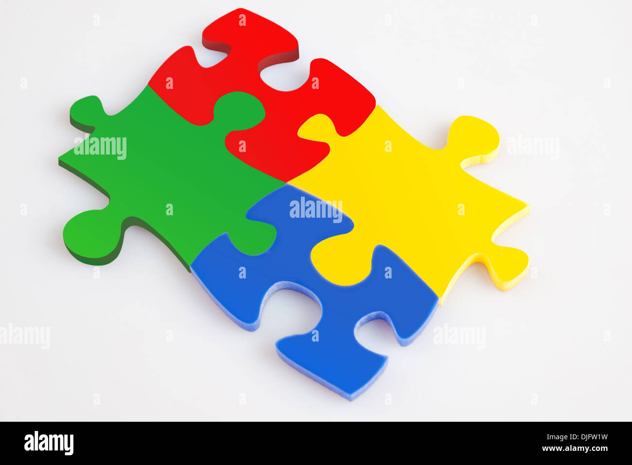 Vier Teile des Puzzles Farbe Metapher Lösung, Business Konzeptbilder Stockfoto