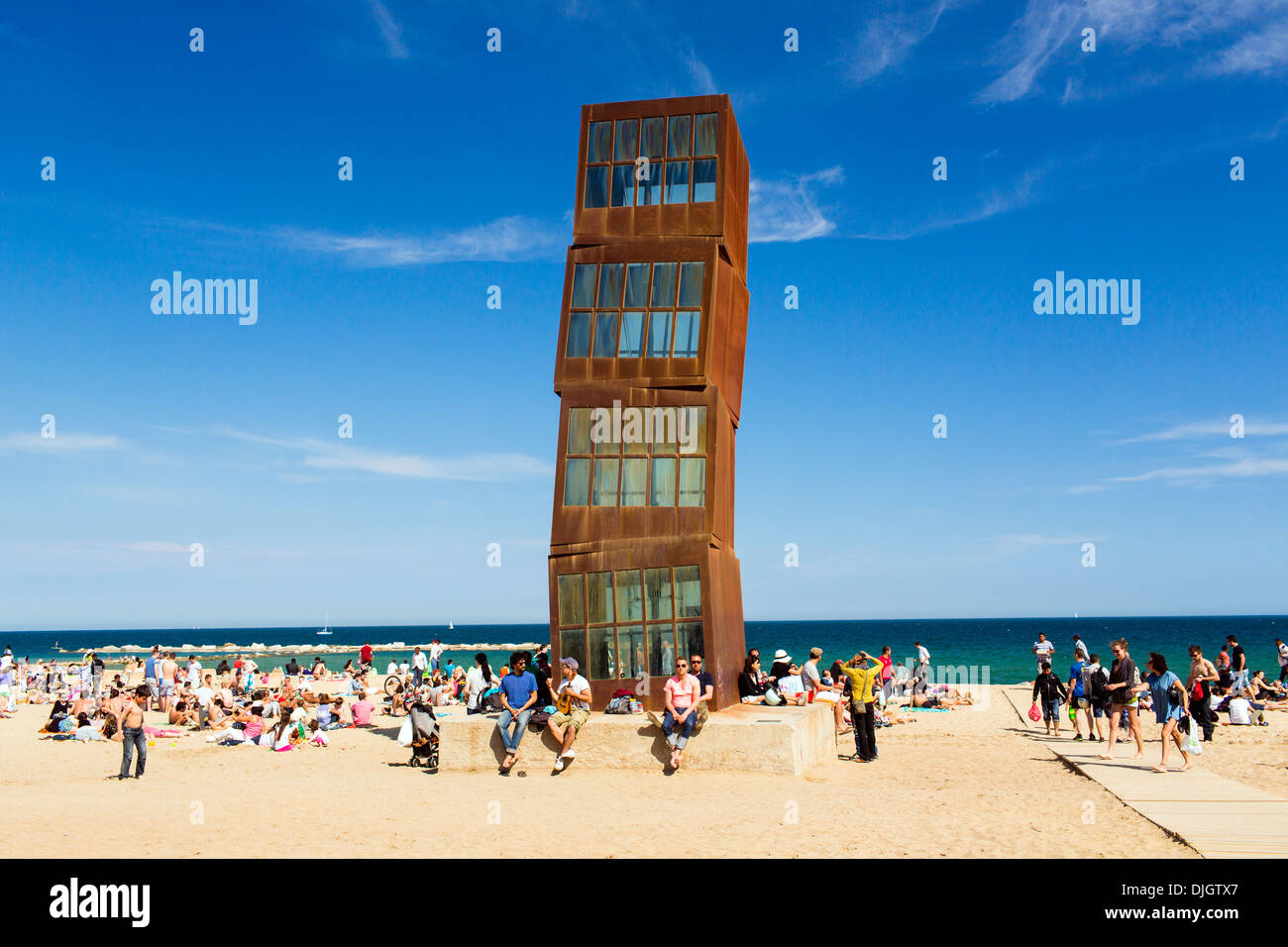 Rebecca Horn Skulptur La Barceloneta Strand, Barcelona, Spanien, Europa Stockfoto