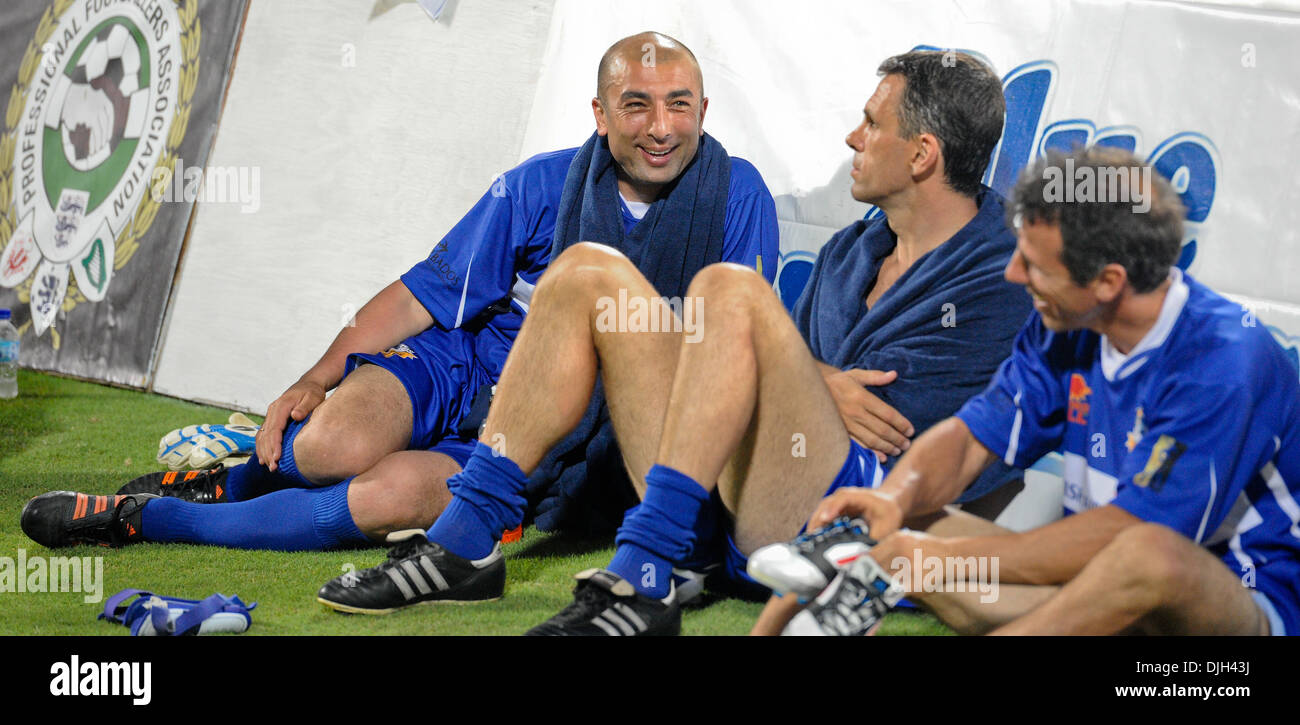 Di Matteo Gustavo Poyet Gianfranco Zola Barbados Fußball Legenden Turnier statt bei Kensington Oval Bridgetown St. Michael Stockfoto