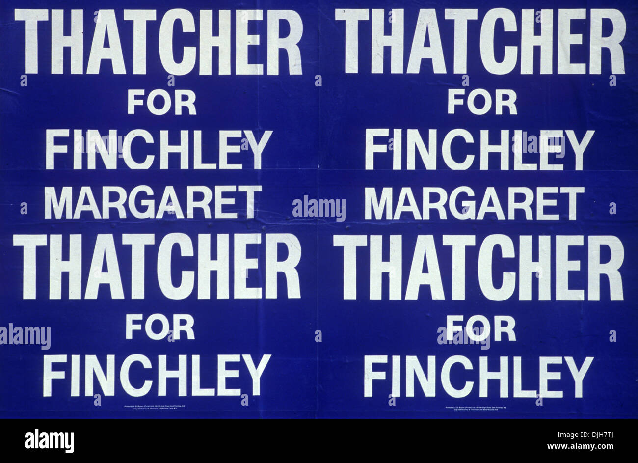 Margaret Thatcher Finchley North London Wahlplakat. 1983 HOMER SYKES Stockfoto