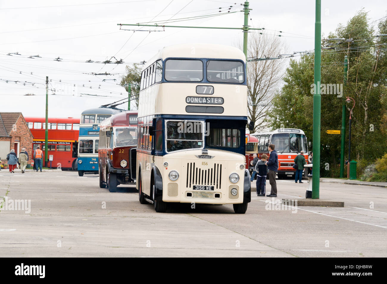 Der Trolleybus Museum Belton Straße Sandtoft Doncaster South Yorkshire DN8 5SX, England. Oldtimer bus Stockfoto